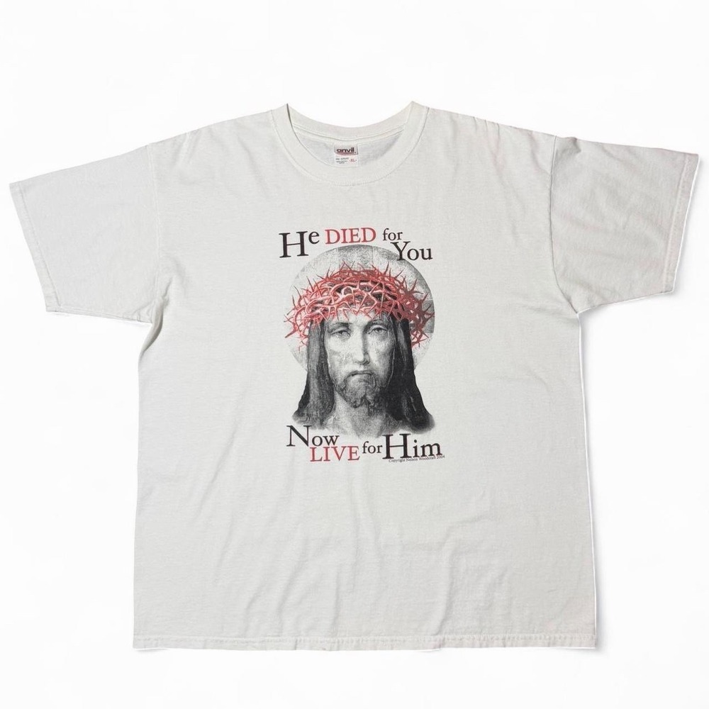Vintage 2004 Jesus Christ Religious Christianity Bible Graphic T-shirt XL Anvil